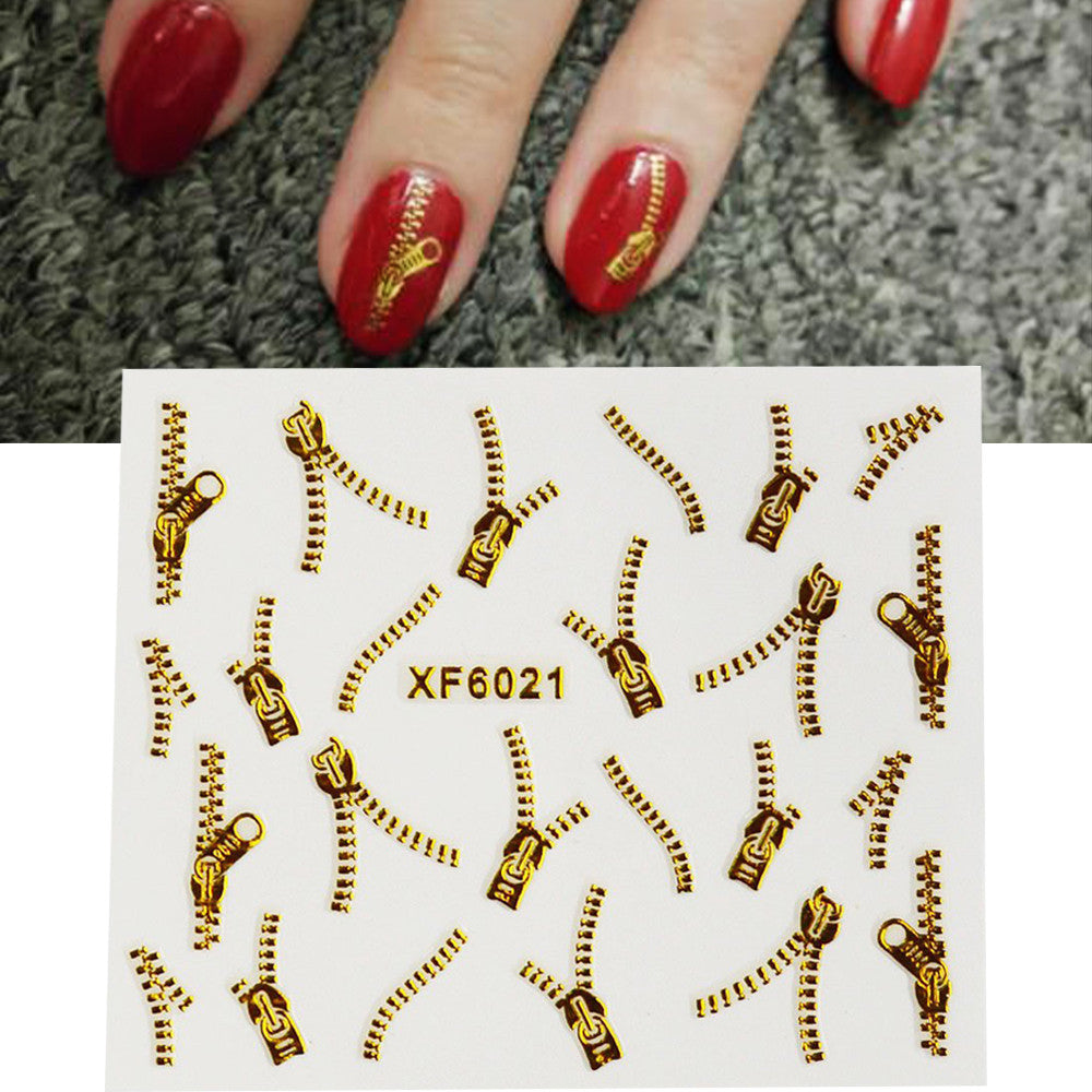 Gold Zipper 3d Designs Nail Art DIY Nail Art Tips Fashion Accessories - PicaPicaBeauty 