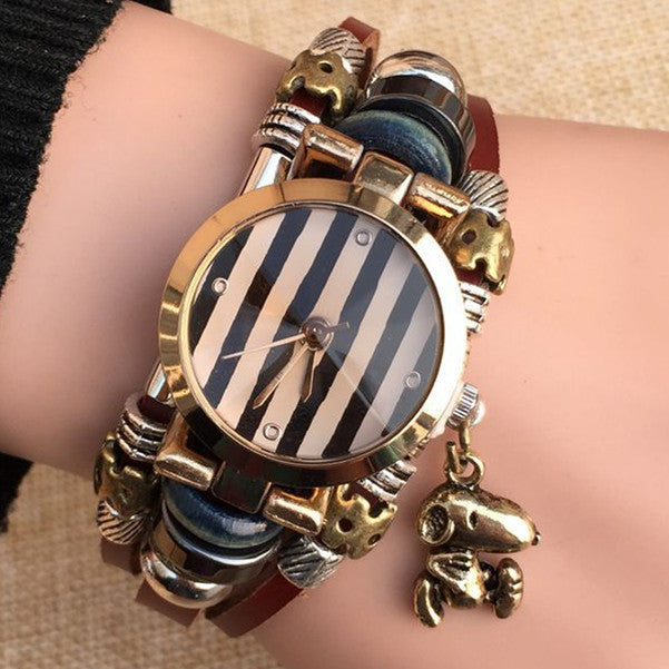 Fashion Triple Bracelet Wristwatch (Charm Fashion-dog) - PicaPicaBeauty 